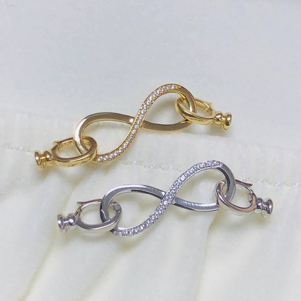 K18YG WG ジュエリーパーツ クラスプ チャーム 繋ぎ ネックレス用 8 8の字 インフィニティ パール用 パール繋ぎ 18K コネクター - Jewelry Hills Tokyo