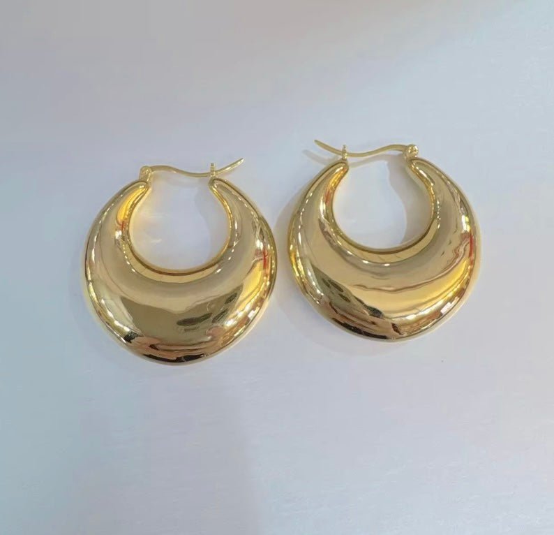 K18YG WG 大ぶり フープピアス リングピアス 大きめ C 中空ピアス イエローゴールド ホワイトゴールド 18K ラージ ティアドロップ 大ぶり - Jewelry Hills Tokyo