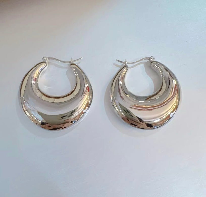 K18YG WG 大ぶり フープピアス リングピアス 大きめ C 中空ピアス イエローゴールド ホワイトゴールド 18K ラージ ティアドロップ 大ぶり - Jewelry Hills Tokyo