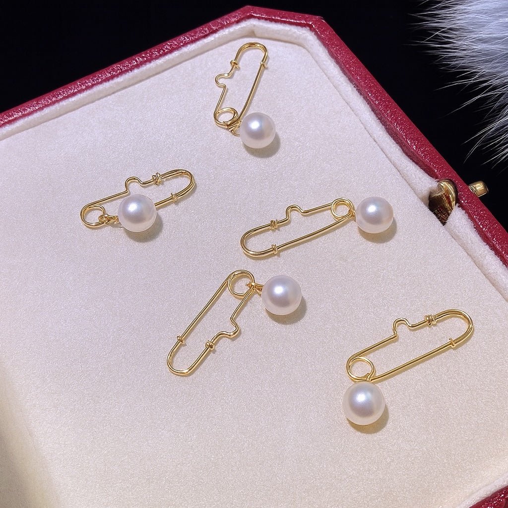 K18YG WG PG ブローチ 安全ピン チャーム留め 18K 18金 イエローゴールド ホワイトゴールド ピンクゴールド ピアス ピン型 繋ぎ ピン ダイヤモンド 25mm x 10mm - Jewelry Hills Tokyo