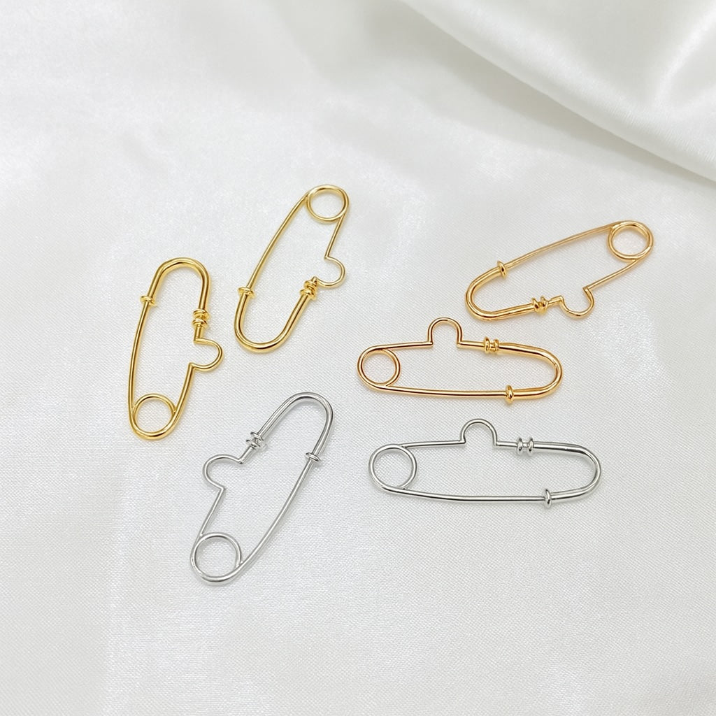 K18YG WG PG ブローチ 安全ピン チャーム留め 18K 18金 イエローゴールド ホワイトゴールド ピンクゴールド ピアス ピン型 繋ぎ ピン ダイヤモンド 25mm x 10mm - Jewelry Hills Tokyo