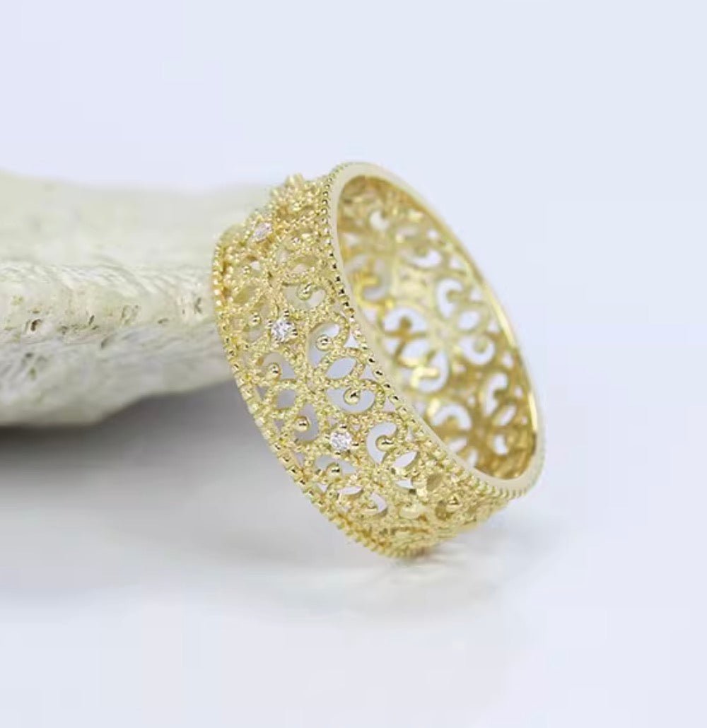 K18YG WG PG 指輪 リング ダイヤ イエローゴールド 18K YG メッシュ 編み 模様 柄 ハート リーフ ~ 8号 9号 10号 11号 12号 13号 14号 ~ - Jewelry Hills Tokyo
