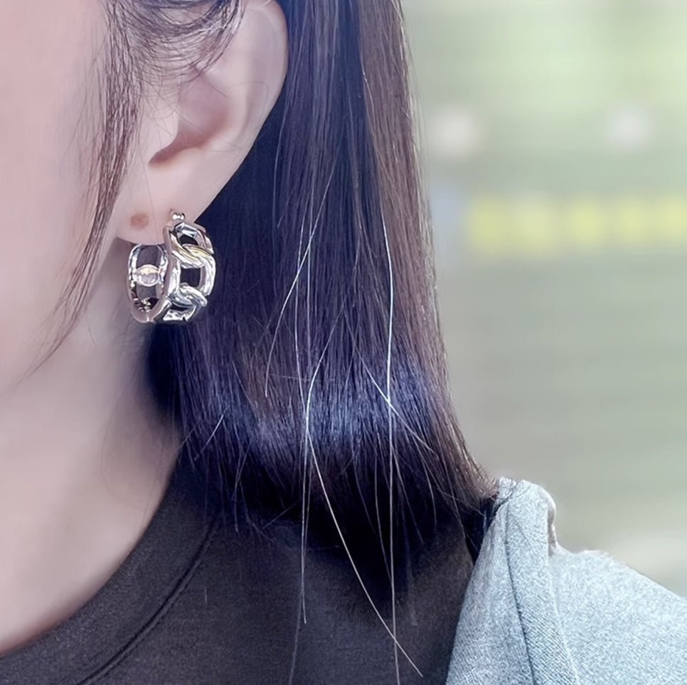 K18YG WG フープピアス チェーン リングピアス ピアス イエローゴールド YG 18K 丸 ラウンド チェーンモチーフ ホワイトゴールド K18WG - Jewelry Hills Tokyo