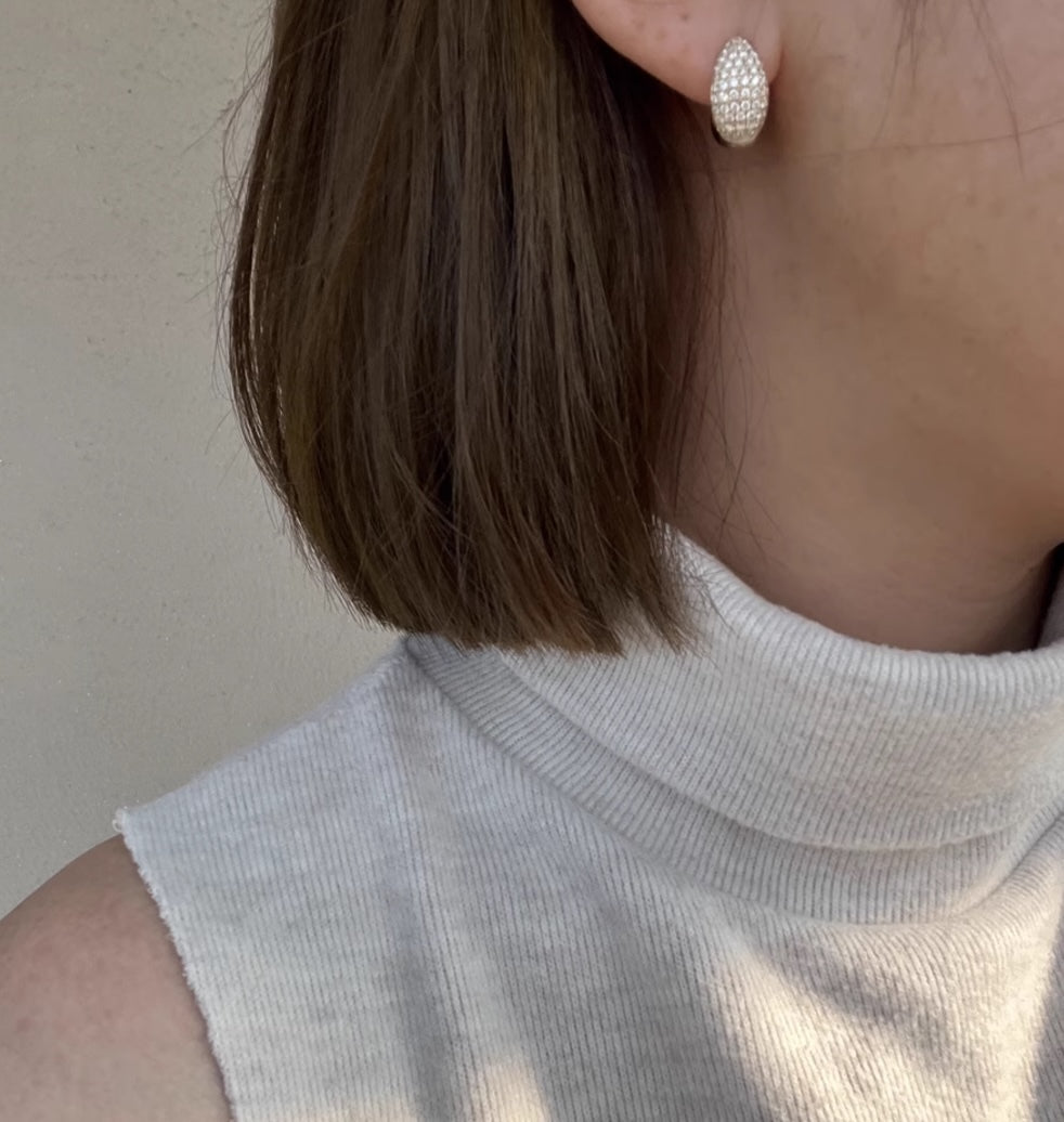 K18YG WG リングピアス【ダイヤモンド / 鏡面】ティアドロップ 雫 ぷっくり イエローゴールド YG 18K ピアス フープピアス K18WG ホワイトゴールド ダイヤ ぽってり 丸い - Jewelry Hills Tokyo