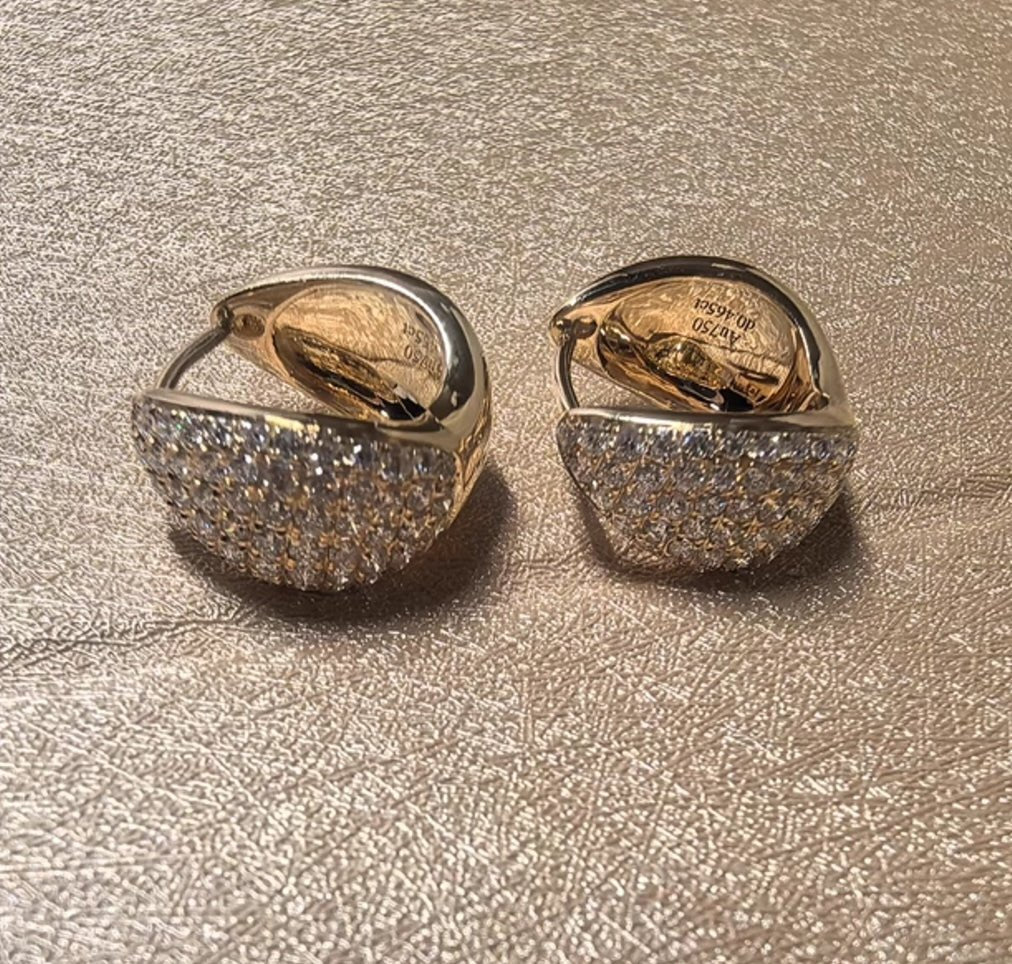 K18YG WG リングピアス【ダイヤモンド / 鏡面】ティアドロップ 雫 ぷっくり イエローゴールド YG 18K ピアス フープピアス K18WG ホワイトゴールド ダイヤ ぽってり 丸い - Jewelry Hills Tokyo