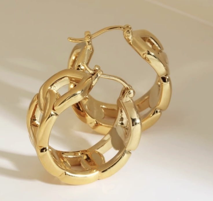 K18YG WG フープピアス チェーン リングピアス ピアス イエローゴールド YG 18K 丸 ラウンド チェーンモチーフ ホワイトゴールド K18WG - Jewelry Hills Tokyo