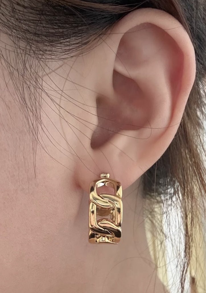 K18YG WG フープピアス チェーン リングピアス ピアス イエローゴールド YG 18K 丸 ラウンド チェーンモチーフ ホワイトゴールド K18WG - Jewelry Hills Tokyo