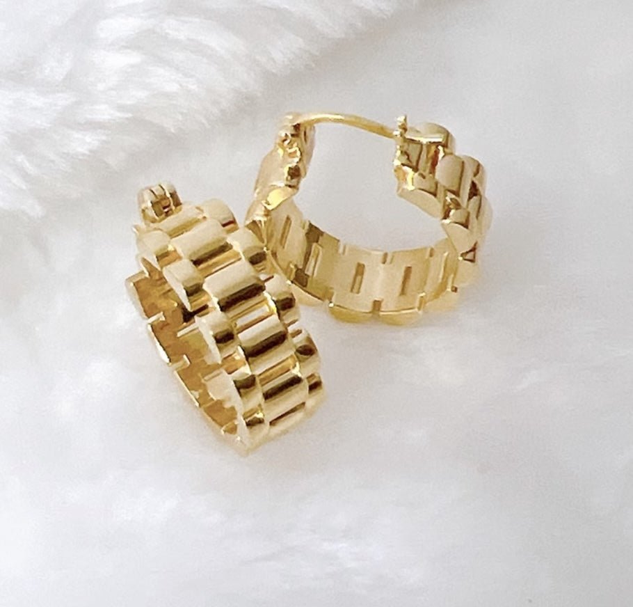 K18YG リングピアス チェーン フープピアス イエローゴールド YG 18K 丸 ラウンド 円形 イタリアンジュエリー 大ぶり 大きめ - Jewelry Hills Tokyo