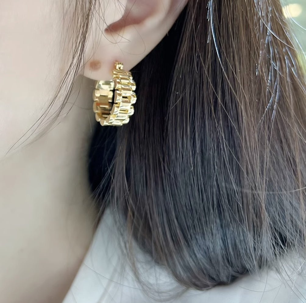 K18YG リングピアス チェーン フープピアス イエローゴールド YG 18K 丸 ラウンド 円形 イタリアンジュエリー 大ぶり 大きめ - Jewelry Hills Tokyo