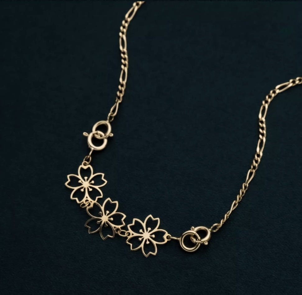 18k gold chain connector cherry blossoms