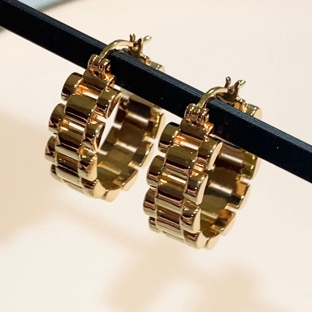 K18YG リングピアス チェーン フープピアス イエローゴールド YG 18K 丸 ラウンド 円形 イタリアンジュエリー 大ぶり 大きめ - Jewelry Hills Tokyo