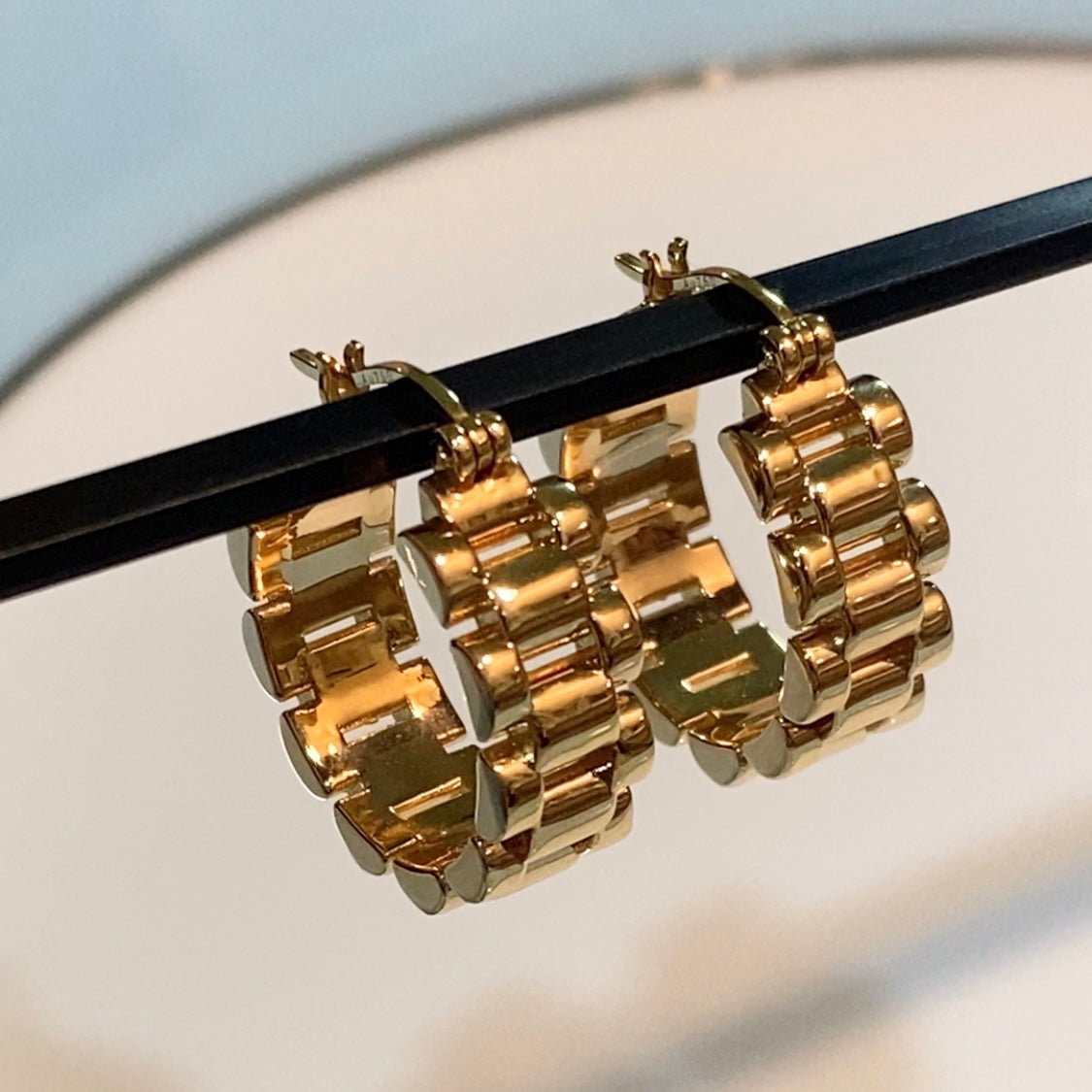 K18YG リングピアス チェーン フープピアス イエローゴールド YG 18K 丸 ラウンド 円形 イタリアンジュエリー 大ぶり 大きめ - Jewelry Hills Tokyo