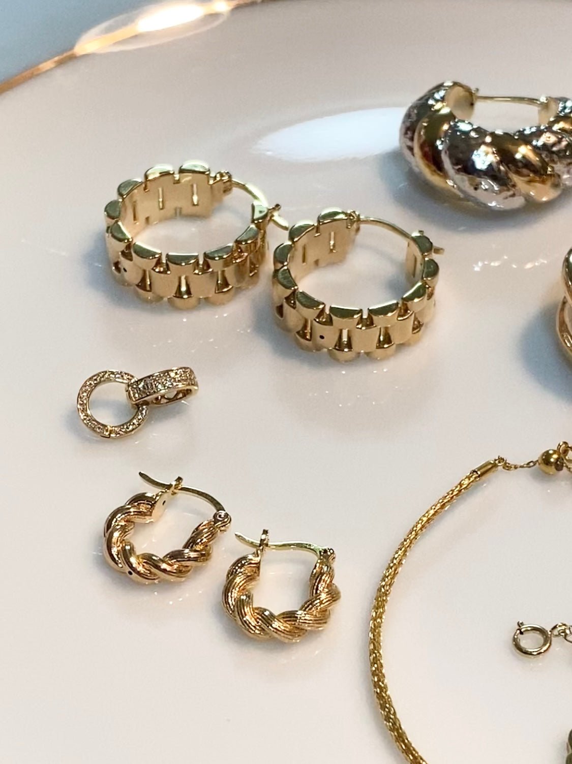 K18YG リングピアス チェーン フープピアス イエローゴールド YG 18K 丸 ラウンド 円形 イタリアンジュエリー 大ぶり 大きめ - Jewelry Hills Tokyo