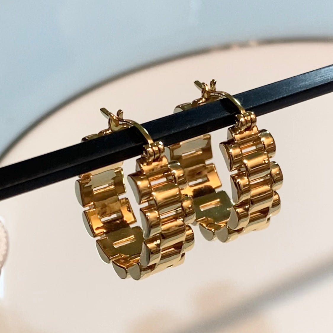 K18YG リングピアス チェーン フープピアス イエローゴールド YG 18K 丸 ラウンド 円形 イタリアンジュエリー 大ぶり 大きめ - Jewelry Hills Tokyo