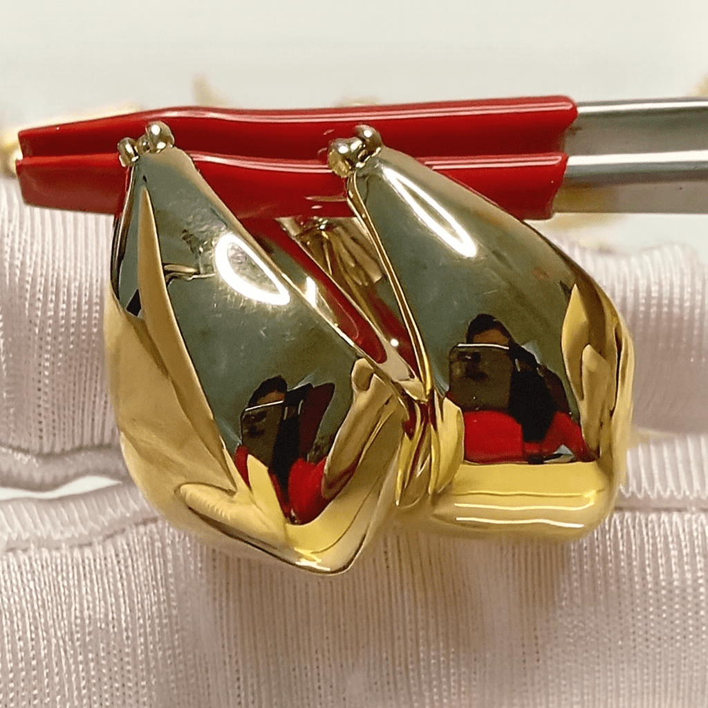 K18YG 中空ピアス ピアス フープピアス リングピアス オーバル YG 中空 K18 イエローゴールド 18K YG 大ぶり ボリューム ぷっくり 大きめ - Jewelry Hills Tokyo
