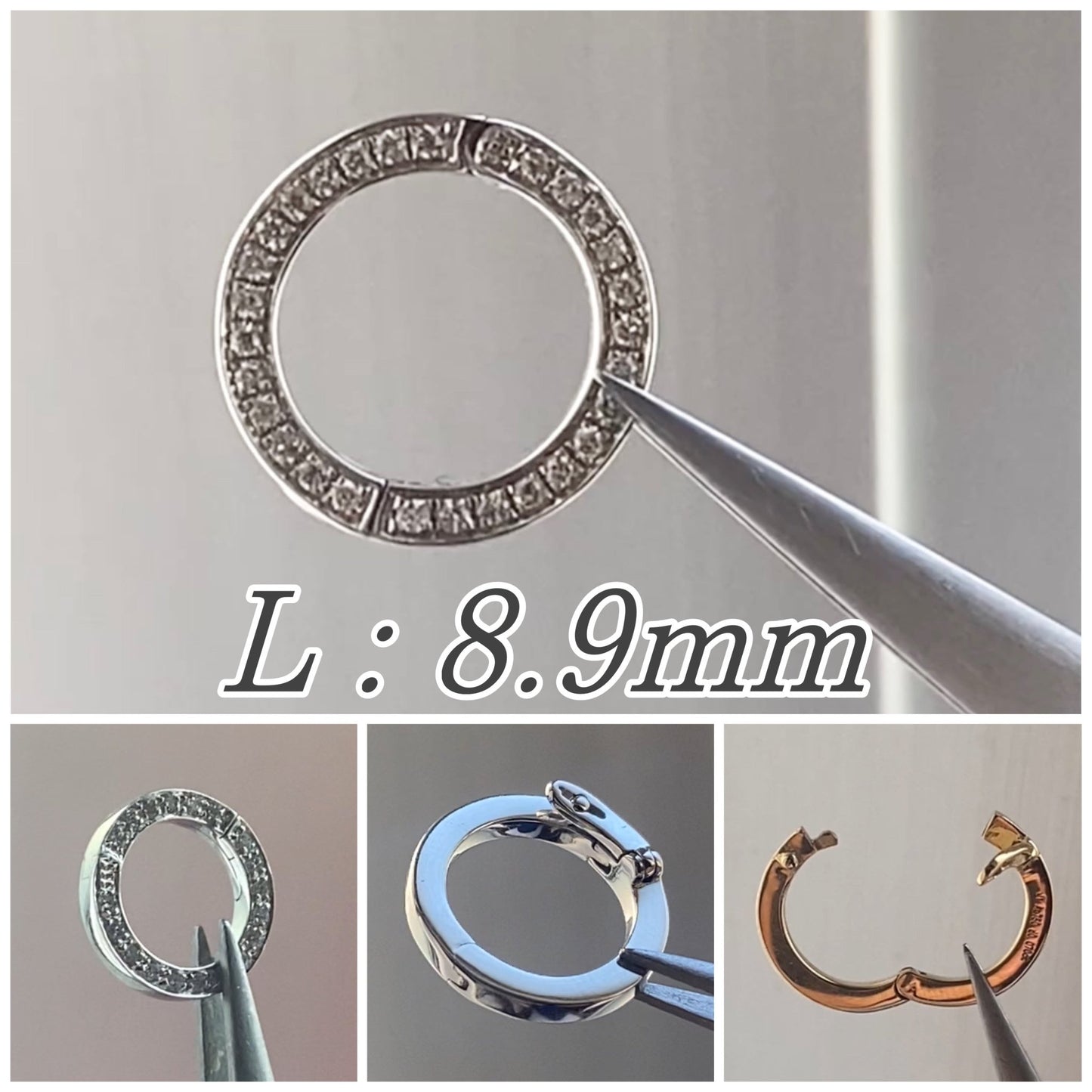 【L】K18YG/PG/WG クリッカー バチカン ダイヤモンド ジュエリーパーツ クラスプ チャーム 丸 ラウンド 円形 イエローゴールド ホワイトゴールド ピンクゴールド - Jewelry Hills Tokyo