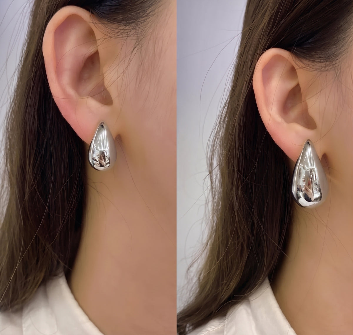 K18YG ぷっくり ティアドロップ スタッドピアス 中空ピアス イエローゴールド 丸い ドロップ型 18K 雫 イタリアンジュエリー