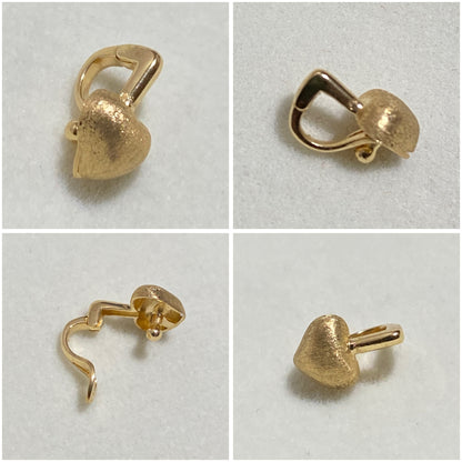 K18 YG WG ヘアライン/鏡面 ペンダントトップ ハート チャーム パーツ ヘアライン加工 やすり加工 18K ネックレスチャーム K18YG K18WG