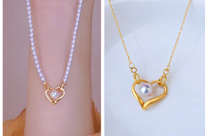 K18YG あこや真珠 パール ハート ペンダント イエローゴールド YG 18K あこや アコヤ真珠 ネックレスチャーム チャーム