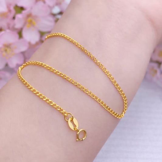 K18YG PG 喜平 喜平チェーン 1.7mm ブレスレット 18K チェーンブレスレット ブレスレットチェーン 16+2.5cm レディース メンズ curb chain