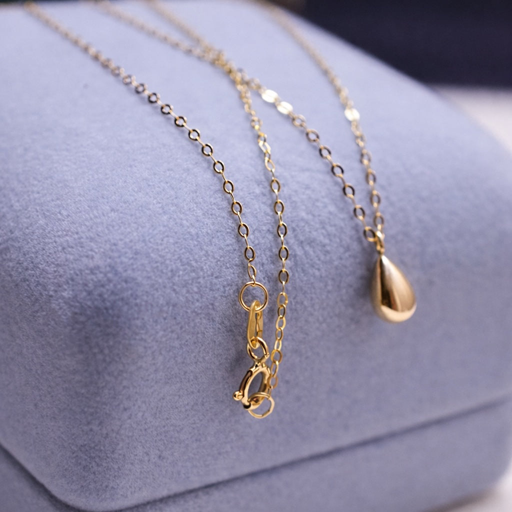 K18YG ティアドロップ ネックレス ペンダント 小ぶり シンプル 小さめ 雫 18k ペンダント