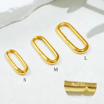 K18YG WG オーバルクラスプ スナップ開口 チャーム 18K チェーンパーツ 留め具 アジャスター イエローゴールド ホワイトゴールド コマ
