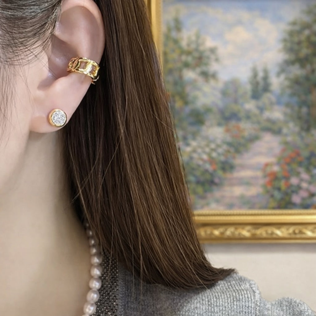 K18YG WG 喜平 イヤーカフ 18k イエローゴールド ホワイトゴールド 18金 シングル イヤーカフ 片耳用 中空 メンズ レディース