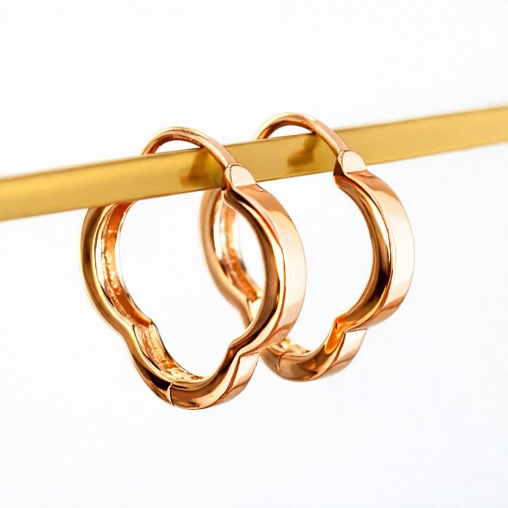 K18YG PG クローバー 四つ葉 フープピアス リングピアス イエローゴールド 四ツ葉 18K YG イエローゴールド PG ピンクゴールド 18金 ピアス