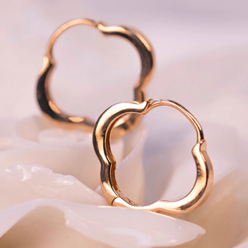 K18YG PG クローバー 四つ葉 フープピアス リングピアス イエローゴールド 四ツ葉 18K YG イエローゴールド PG ピンクゴールド 18金 ピアス