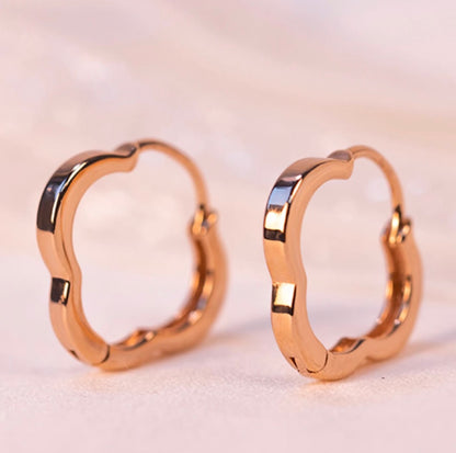 K18YG PG クローバー 四つ葉 フープピアス リングピアス イエローゴールド 四ツ葉 18K YG イエローゴールド PG ピンクゴールド 18金 ピアス