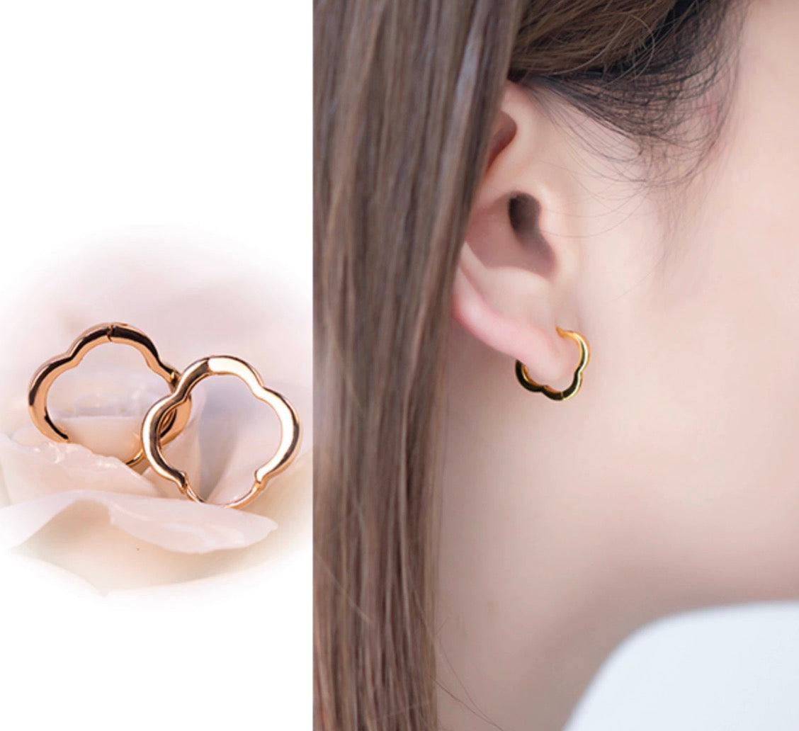 K18YG PG クローバー 四つ葉 フープピアス リングピアス イエローゴールド 四ツ葉 18K YG イエローゴールド PG ピンクゴールド 18金 ピアス