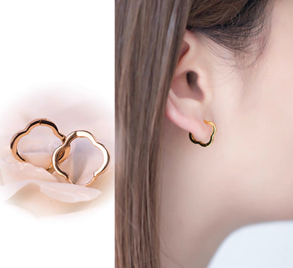 K18YG PG クローバー 四つ葉 フープピアス リングピアス イエローゴールド 四ツ葉 18K YG イエローゴールド PG ピンクゴールド 18金 ピアス