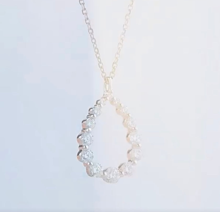 K18WG 天然ダイヤモンド ティアドロップ ペンダント ホワイトゴールド 18K WG 18金 ペンダントトップ ネックレスチャーム ネックレス 雫 涙