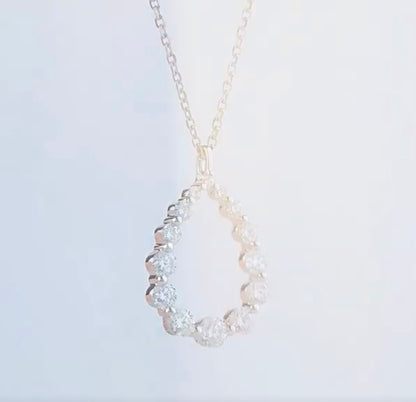 K18WG 天然ダイヤモンド ティアドロップ ペンダント ホワイトゴールド 18K WG 18金 ペンダントトップ ネックレスチャーム ネックレス 雫 涙