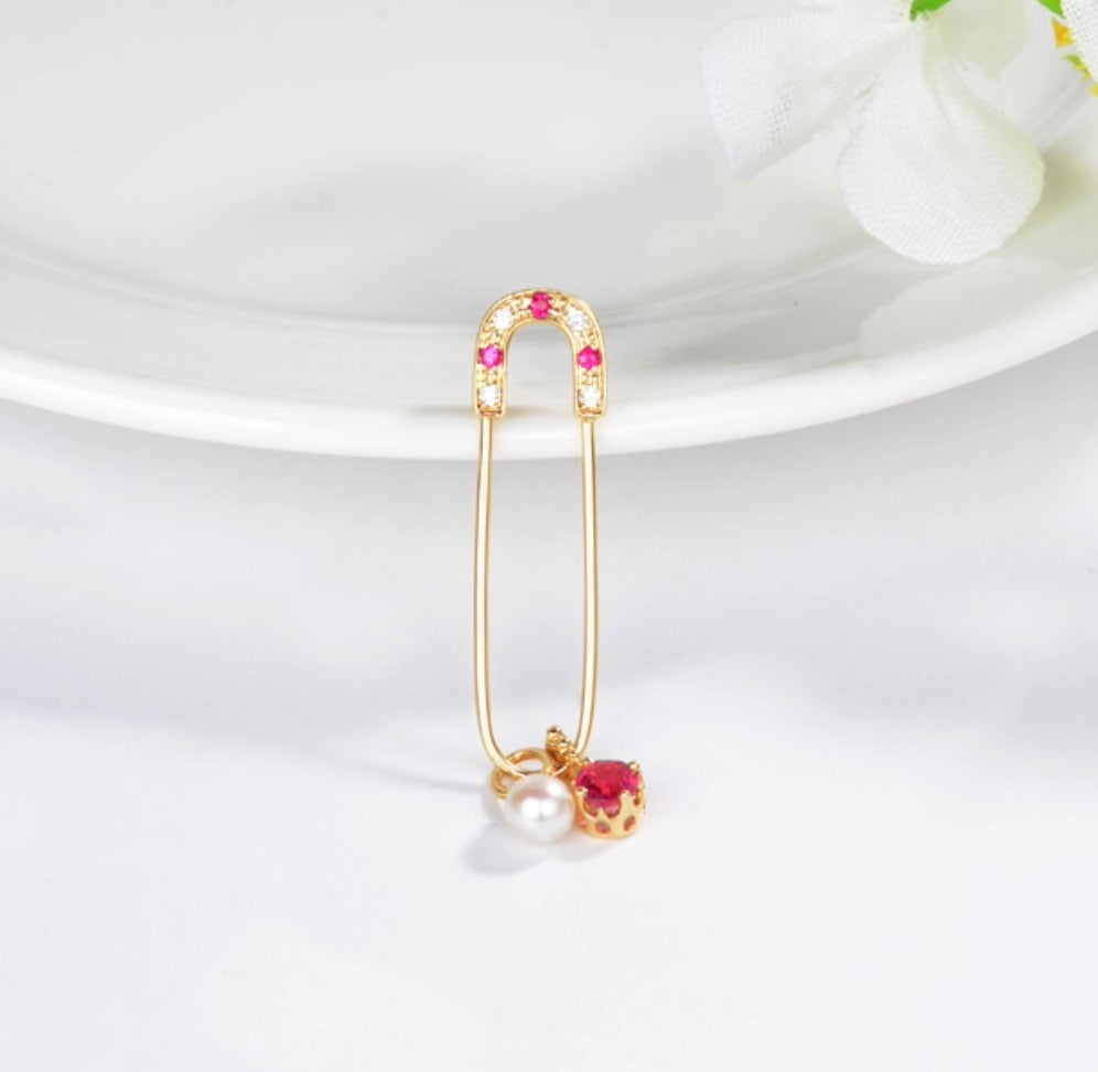 K18WG YG PG ピン ピアス ブローチ ルビー ダイヤモンド ホワイトゴールド イエローゴールド ピンクゴールド