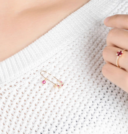 K18WG YG PG ピン ピアス ブローチ ルビー ダイヤモンド ホワイトゴールド イエローゴールド ピンクゴールド