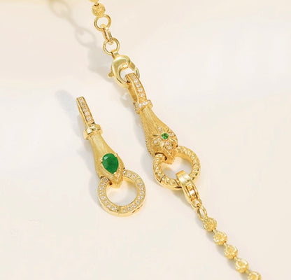 K18YG エメラルド ツァボライト チャーム マルチバチカン 18K イエローゴールド ヘアライン加工 やすり加工 マット加工 ドロップ型 ペンダント バチカン ダイヤモンド 大きめ 花彫