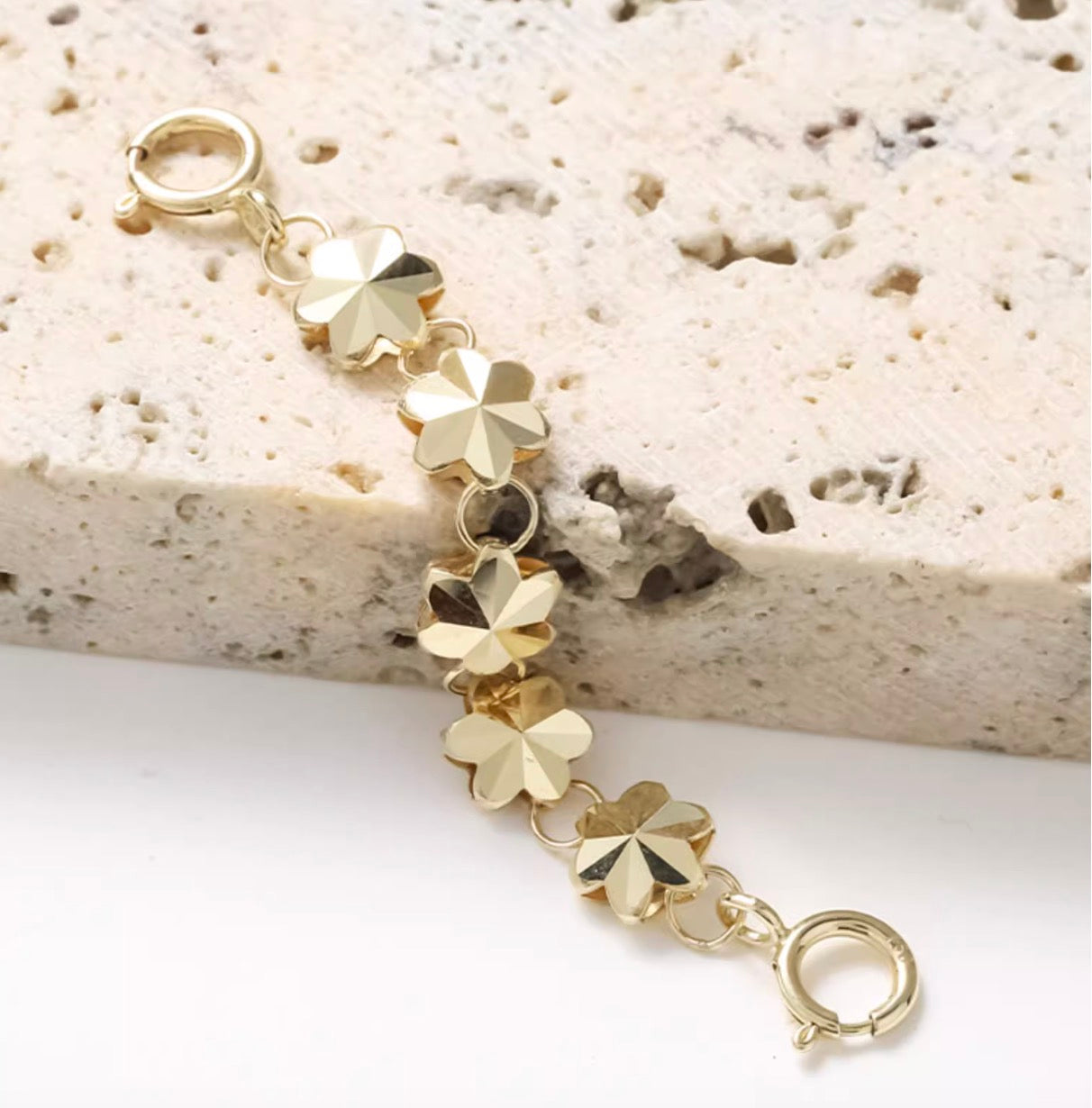 K18YG チャーム 桜 花 引き輪 ヒキワ 両端開口 チェーンパーツ アジャスター 繋ぎ  ネックレスパーツ YG イエローゴールド