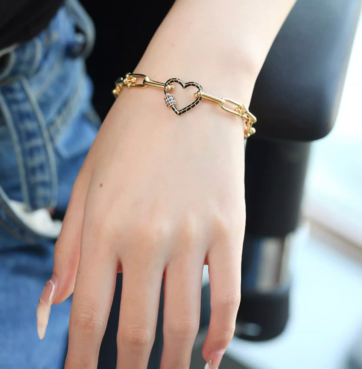 K18YG チャーム 繋ぎ ブラックエナメル スクエア ハート オーバル ダイヤモンド スクリュー ロック付き ロック式 ペンダント ねじ式 クラスプ コネクター YG イエローゴールド