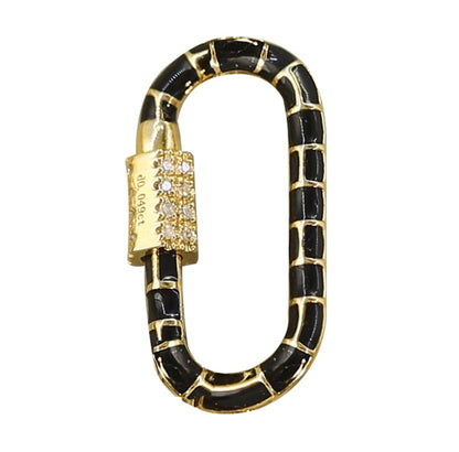 K18YG チャーム 繋ぎ ブラックエナメル スクエア ハート オーバル ダイヤモンド スクリュー ロック付き ロック式 ペンダント ねじ式 クラスプ コネクター YG イエローゴールド