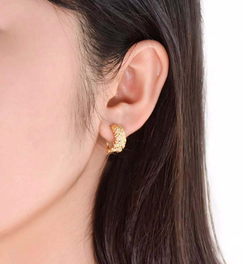 K18YG PG WG クリップピアス ダイヤモンド ピアス イエローゴールド 18K 18金 YG ピンクゴールド ホワイトゴールド 大ぶり 豪華 ダイヤ V      送料無料     匿名配送