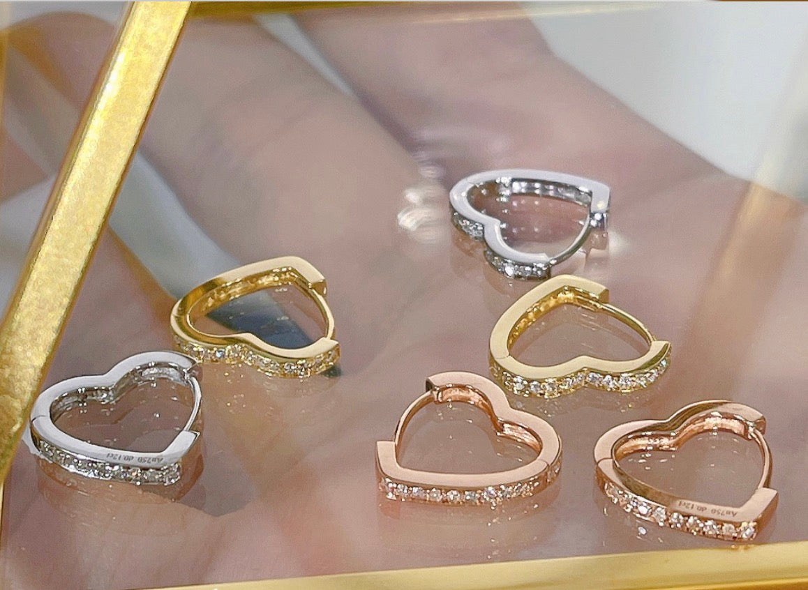 K18YG WG PG ハート ダイヤモンドピアス ピアス ハートピアス イエローゴールド ホワイトゴールド ピンクゴールド 18K ダイヤ YG