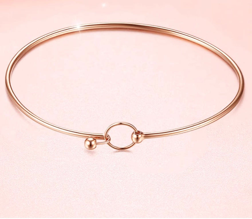 K18YG PG ワイヤーバングル 細め ブレスレット ワイヤー 弾力 18K 18金 YG イエローゴールド ピンクゴールド