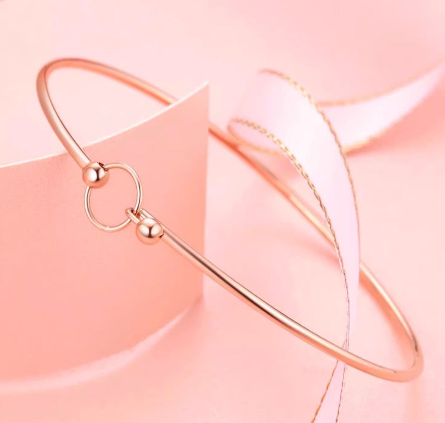 K18YG PG ワイヤーバングル 細め ブレスレット ワイヤー 弾力 18K 18金 YG イエローゴールド ピンクゴールド