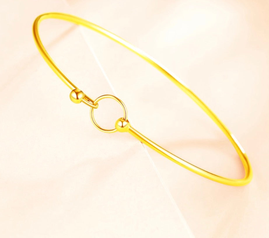 K18YG PG ワイヤーバングル 細め ブレスレット ワイヤー 弾力 18K 18金 YG イエローゴールド ピンクゴールド