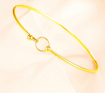 K18YG PG ワイヤーバングル 細め ブレスレット ワイヤー 弾力 18K 18金 YG イエローゴールド ピンクゴールド