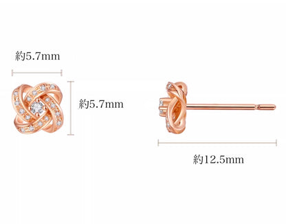 K18YG WG PG 四ツ葉 花 ピアス スタッドピアス ダイヤモンドピアス イエローゴールド ダイヤ クローバー カメリア 18K YG ダイヤモンド