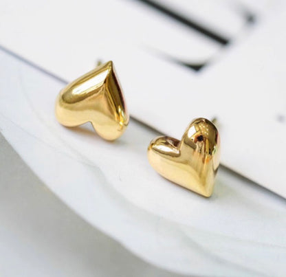 18k gold jewelry studs heart earrings