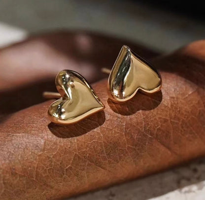 18k gold jewelry studs heart earrings