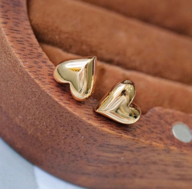 18k gold jewelry studs heart earrings